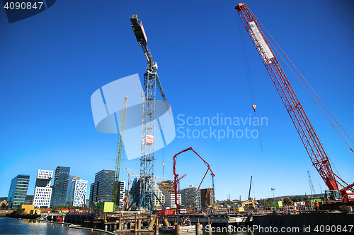 Image of OSLO, NORWAY – AUGUST 17, 2016: A construction site of Bjorvik