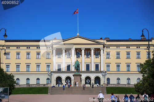 Image of OSLO, NORWAY – AUGUST 17, 2016: Tourist visit The Royal Palace