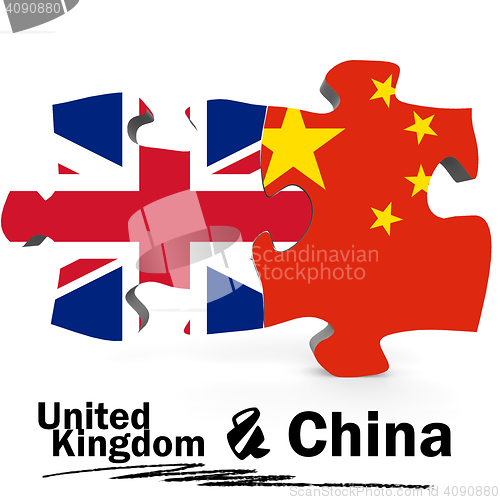 Image of China and United Kingdom flags in puzzle 