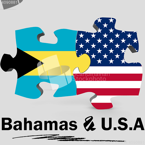 Image of USA and Bahamas flags in puzzle 