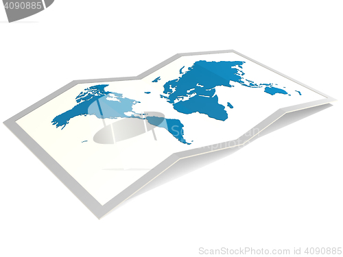 Image of World map in blue isolated