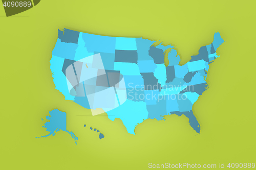 Image of Detailed USA map on green background