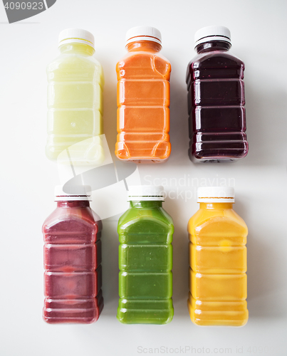 Image of bottles with different fruit or vegetable juices