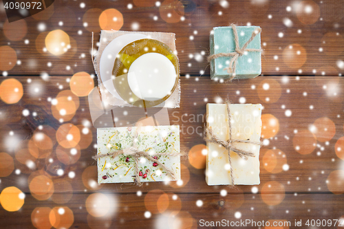 Image of handmade soap bars on wood