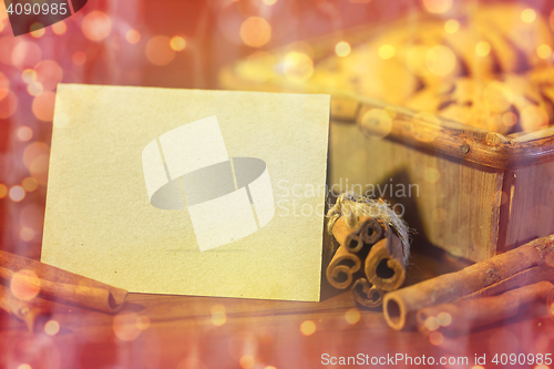 Image of  greeting card and christmas oat cookies 
