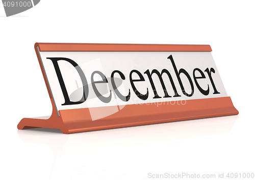 Image of December word on table tag isolated 