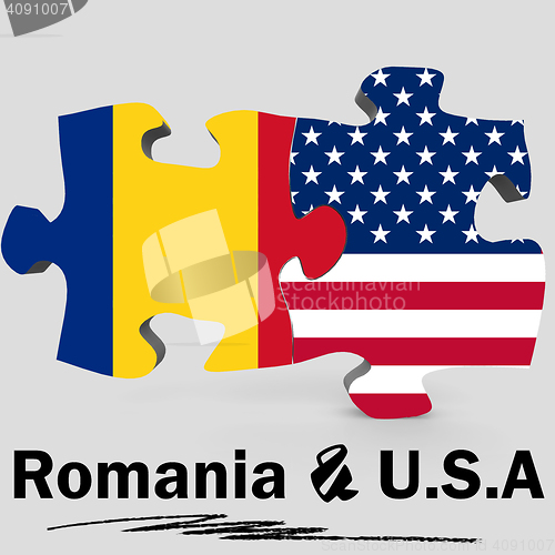 Image of USA and Romania flags in puzzle 