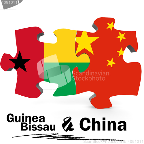 Image of China and Guinea Bissau flags in puzzle 