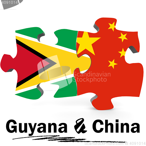 Image of China and Guyana flags in puzzle 