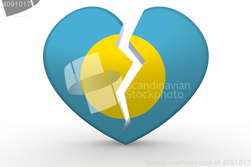 Image of Broken white heart shape with Palau flag