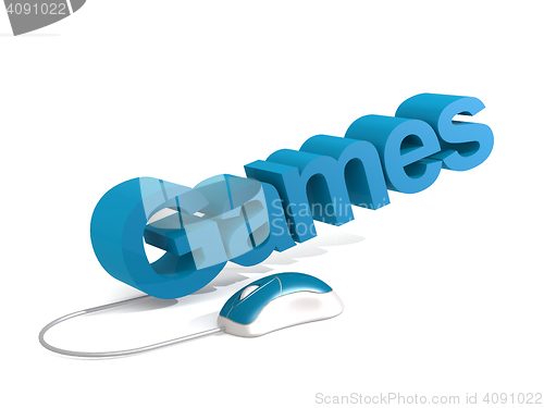 Image of Games word with blue mouse