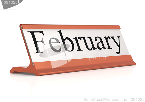 Image of February word on table tag isolated 