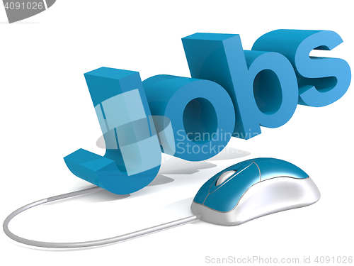Image of Jobs word with blue mouse