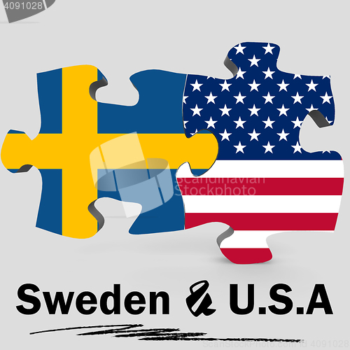 Image of USA and Sweden flags in puzzle 