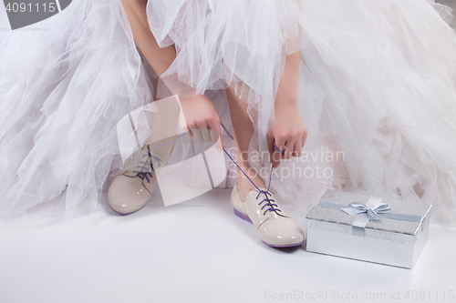 Image of Woman\'s Legs And Wedding Dress