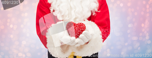 Image of close up of santa claus with heart shape