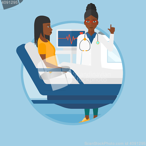 Image of Doctor visiting patient vector illustration.