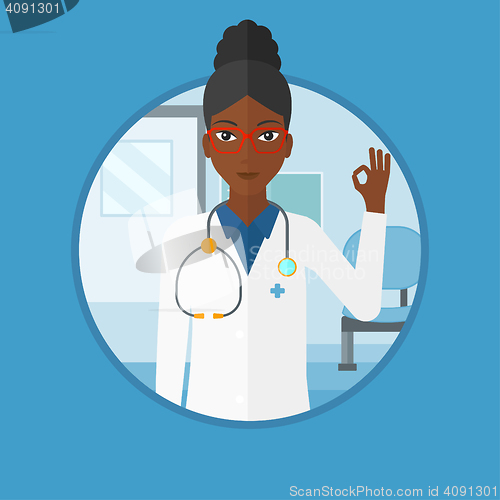 Image of Doctor showing ok sign vector illustration.