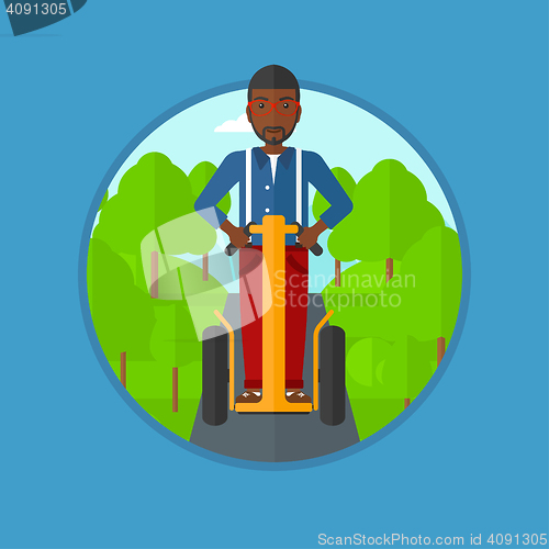 Image of Man driving electric scooter vector illustration.