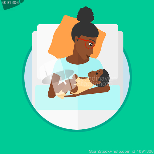 Image of Woman with new born in maternity ward.