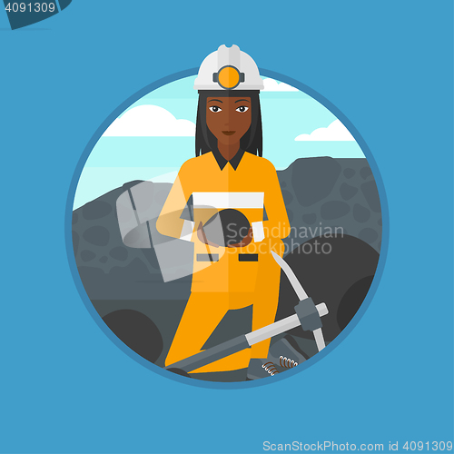 Image of Miner with coal in hands vector illustration.