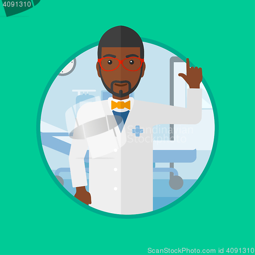 Image of Doctor showing finger up vector illustration.