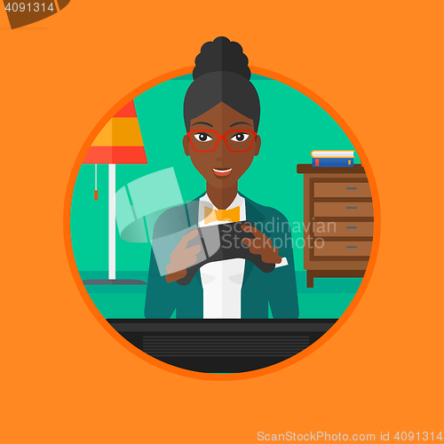 Image of Woman playing video game vector illustration.