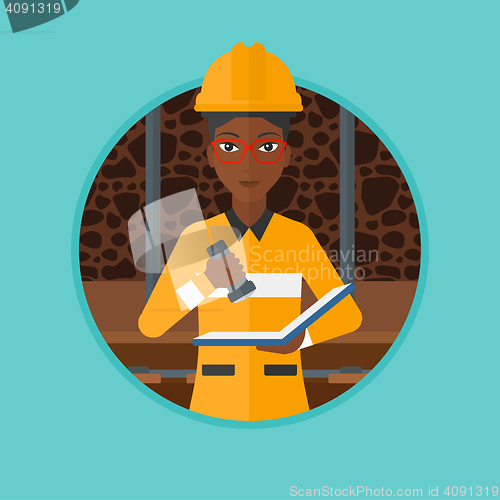 Image of Miner checking documents vector illustration.