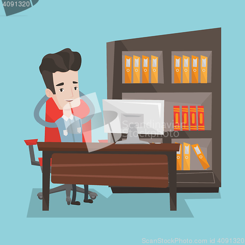 Image of Businessman relaxing in office vector illustration