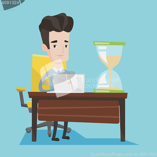 Image of Businessman working in office vector illustration.