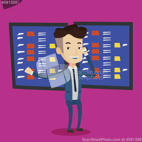 Image of Stockbroker at stock exchange vector illustration.