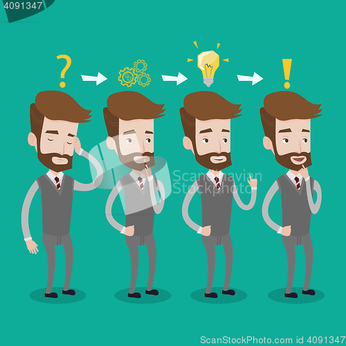 Image of Businessman having idea vector illustration.