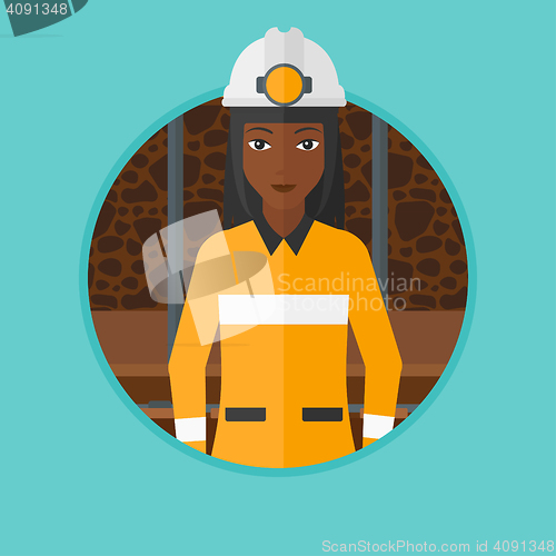 Image of Confident miner in hardhat vector illustration.