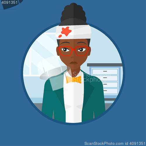 Image of Woman with injured head vector illustration.