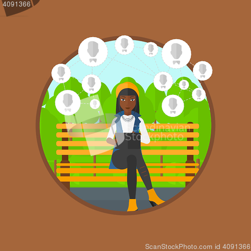 Image of Woman surfing in the social network.