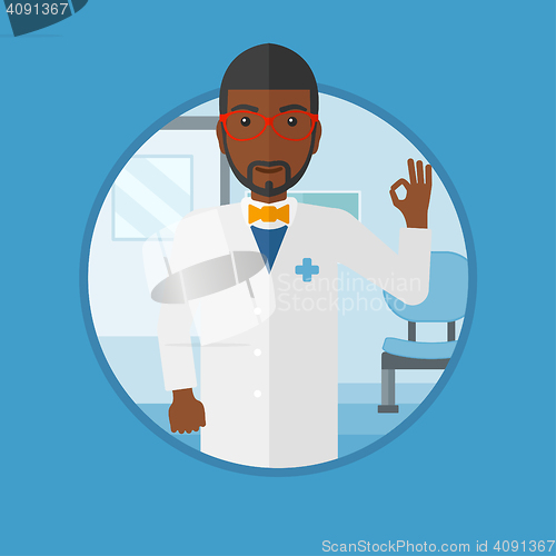 Image of Doctor showing ok sign vector illustration.