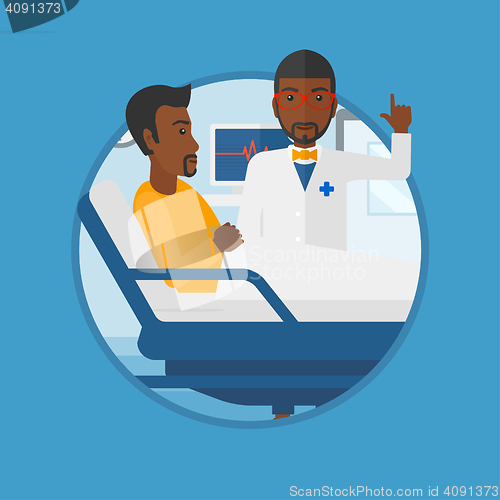 Image of Doctor visiting patient vector illustration.