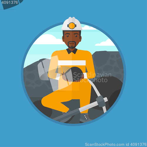 Image of Miner with coal in hands vector illustration.