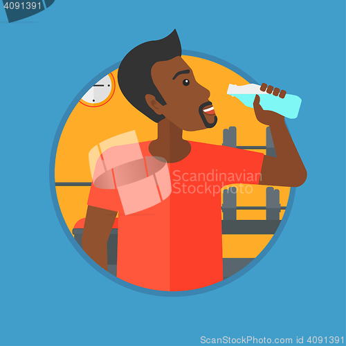 Image of Sportive man drinking water vector illustration.