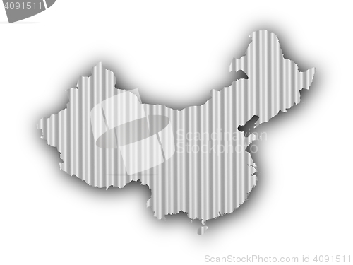 Image of Map of China on corrugated iron