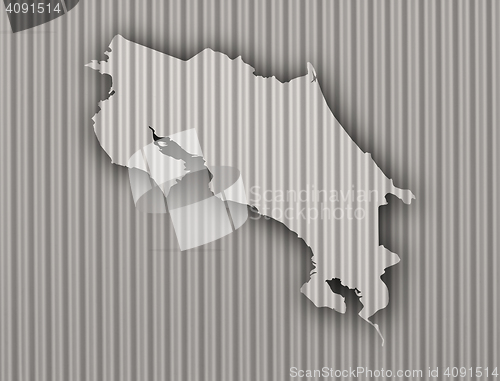 Image of Map of Costa Rica on corrugated iron