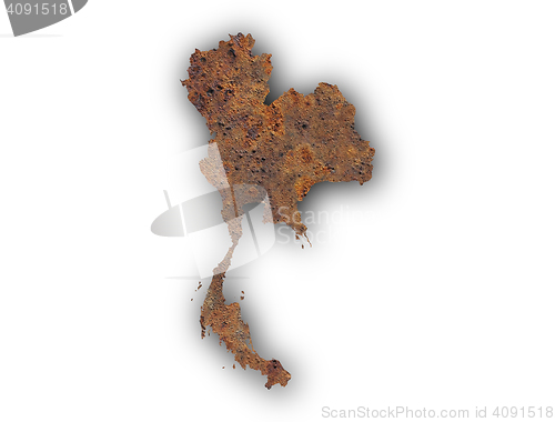 Image of Map of Thailand on rusty metal