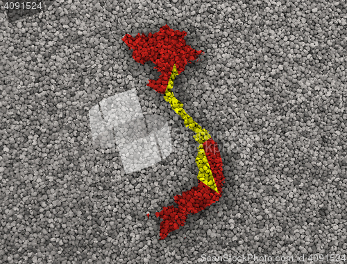 Image of Map and flag of Vietnam on poppy seeds