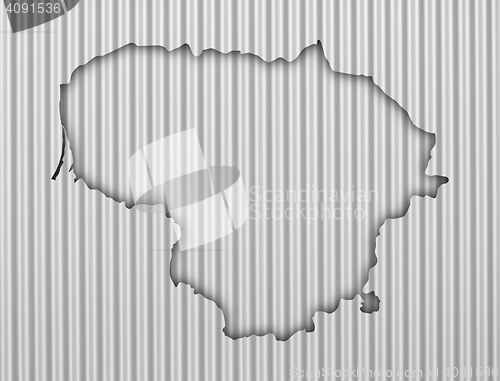 Image of Map of Lithuania on corrugated iron