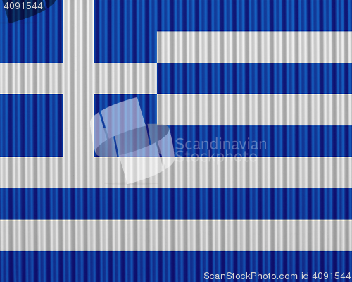 Image of Flag on corrugated iron