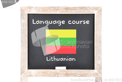 Image of Language course with flag on board