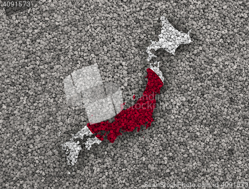 Image of Map and flag of Japan on poppy seeds