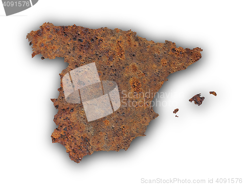 Image of Map of Spain on rusty metal
