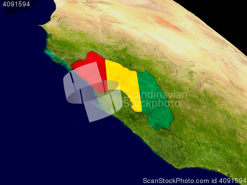 Image of Ghana with flag on Earth