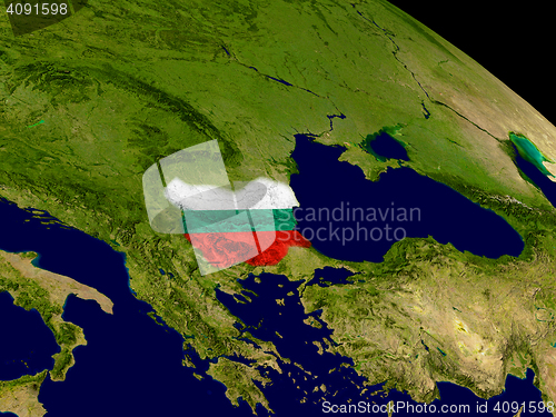 Image of Bulgaria with flag on Earth